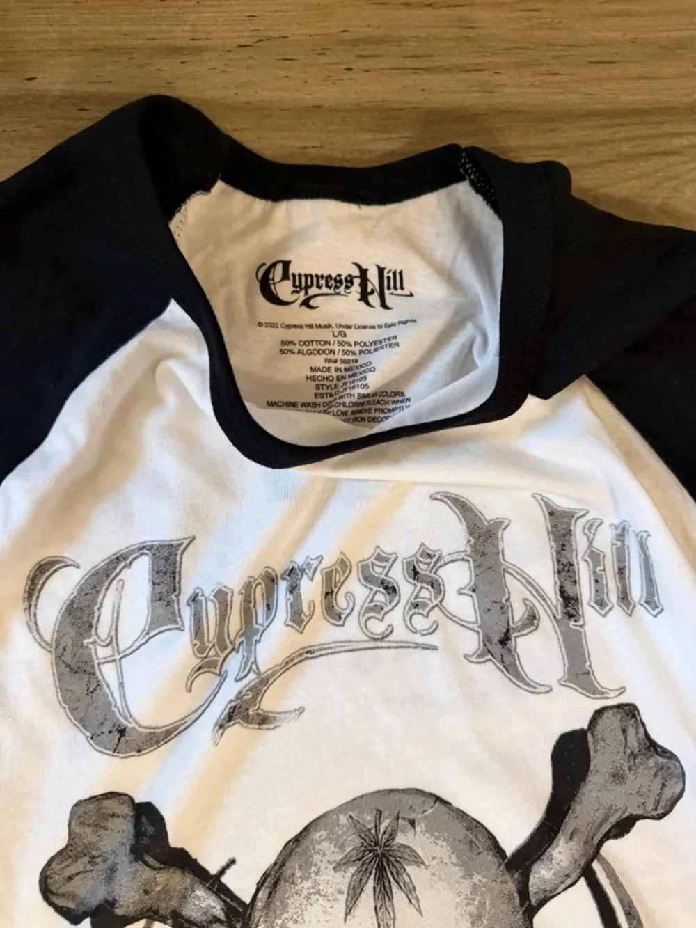 Cypress Hill kids Skull & Bones Raglan Tee - Black & White - Picture 2 of 2